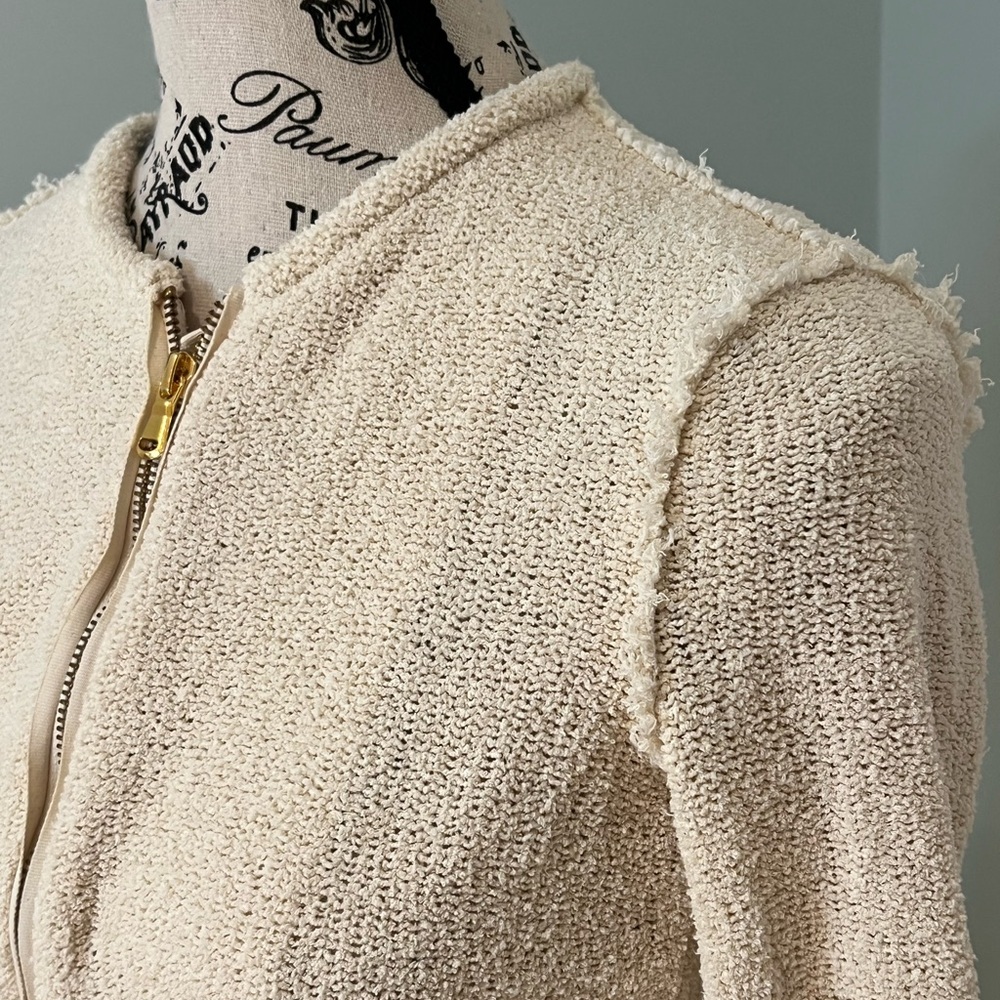 Zara Peplum Knit Jacket/Blazer | Cream | Preowned - Picture 8 of 13